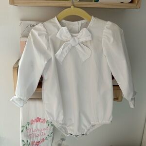 The Beaufort Bonnet Company White Bow Bodysuit